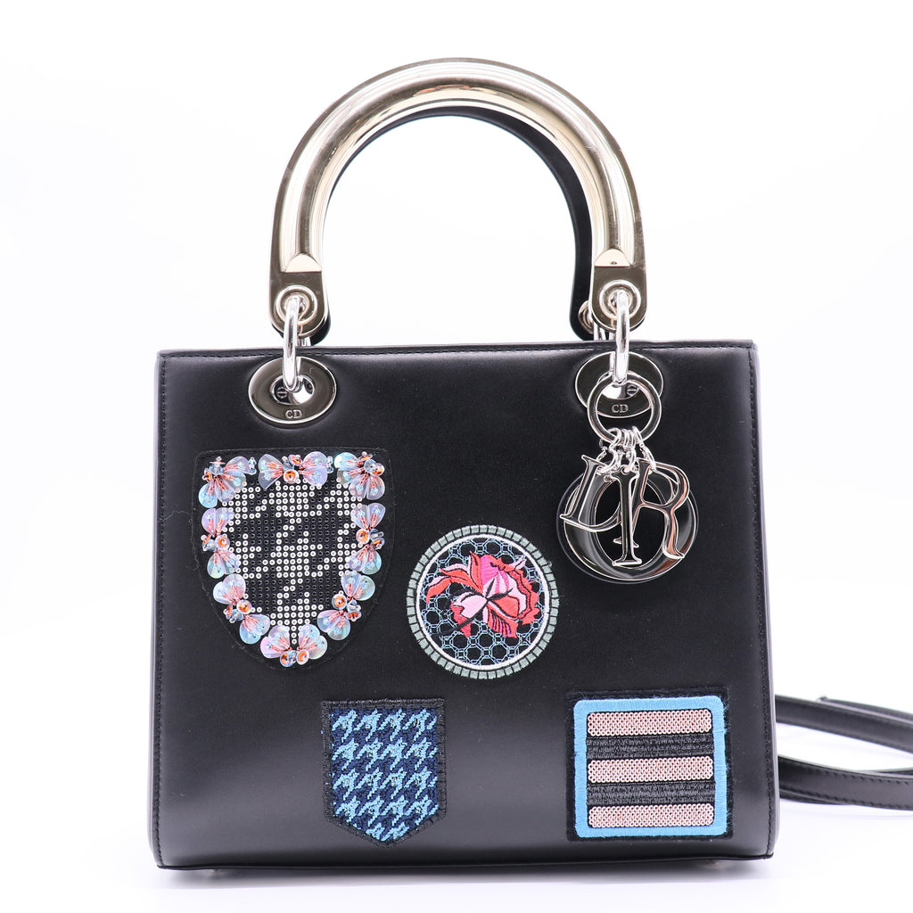 Lady Dior Bag Patch Embellished Leather Medium