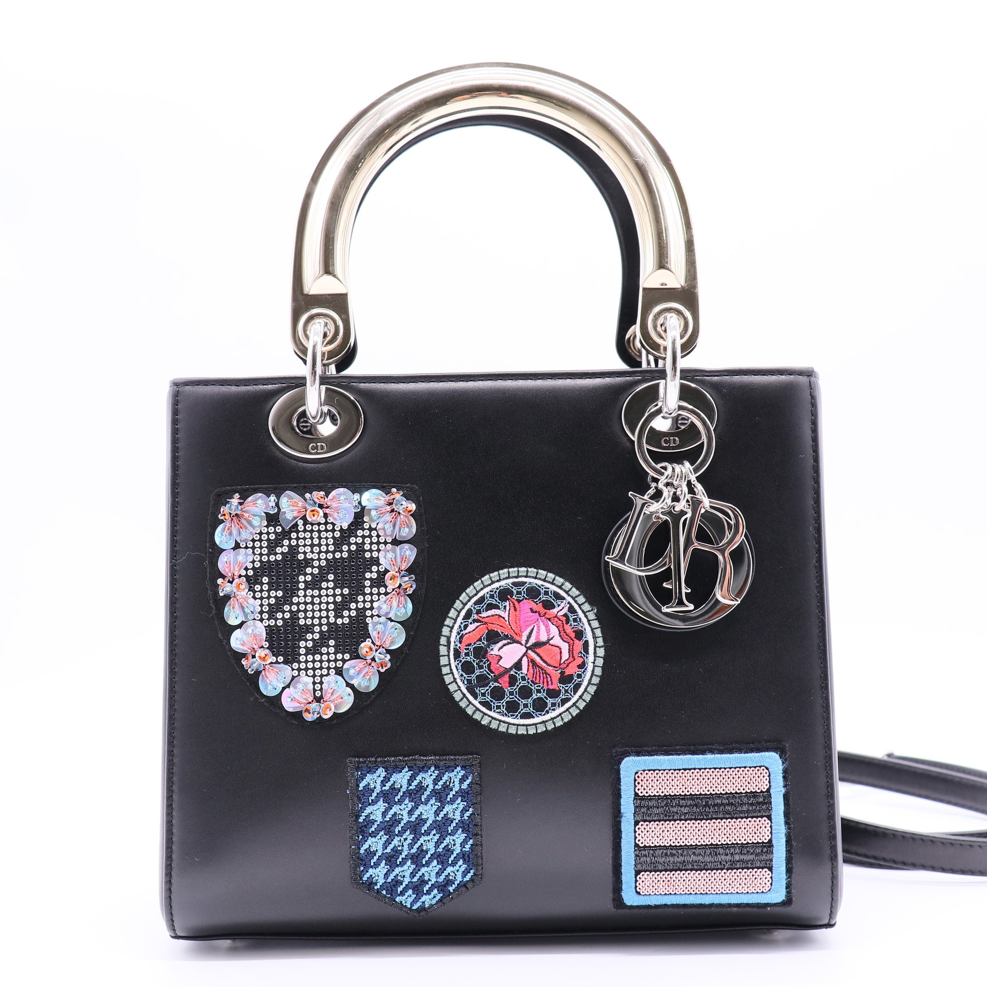 Lady Dior Bag Patch Embellished Leather Medium