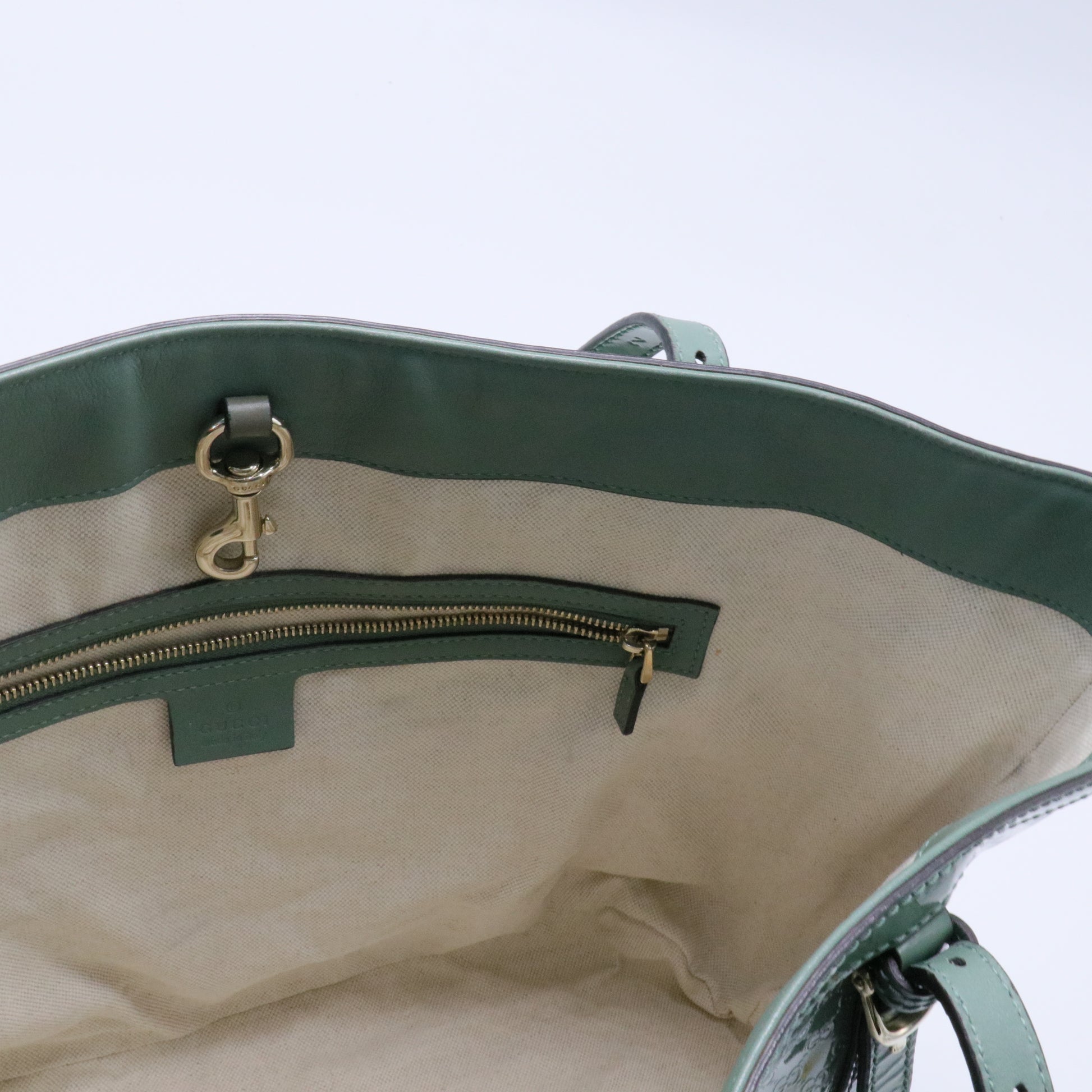 Green Patent Microguccissima Medium Tote