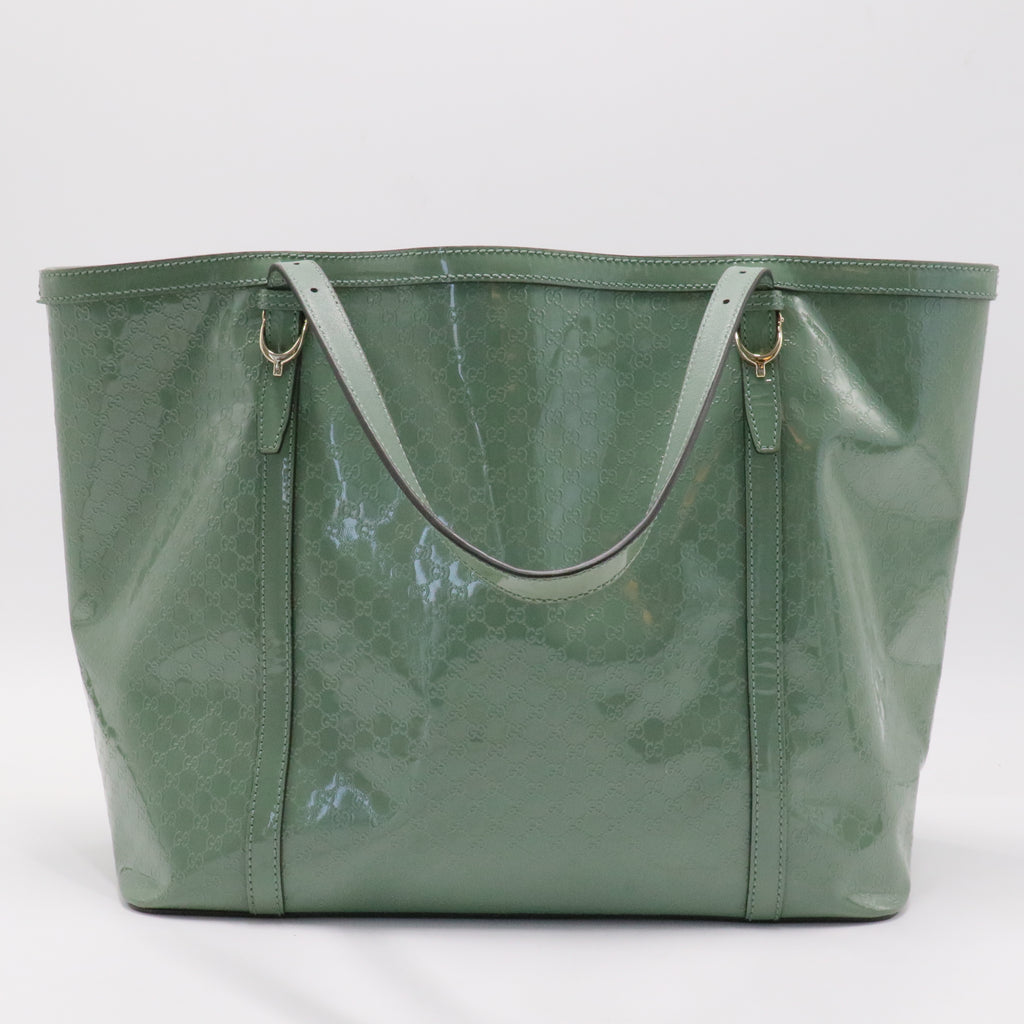Green Patent Microguccissima Medium Tote