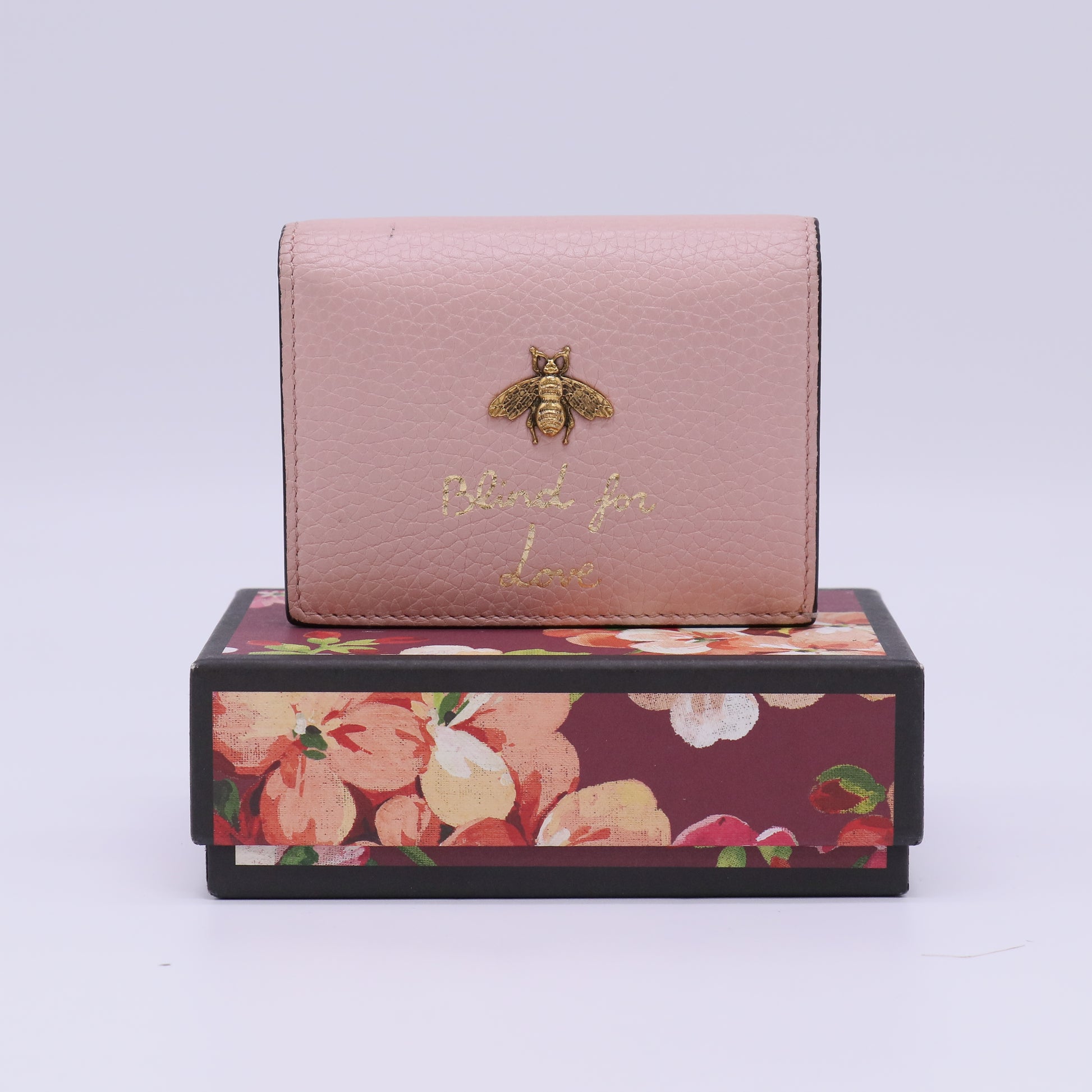 Gucci Cellarius Calfskin Blind for Love Animalier Card Case Perfect Pink twins W22296