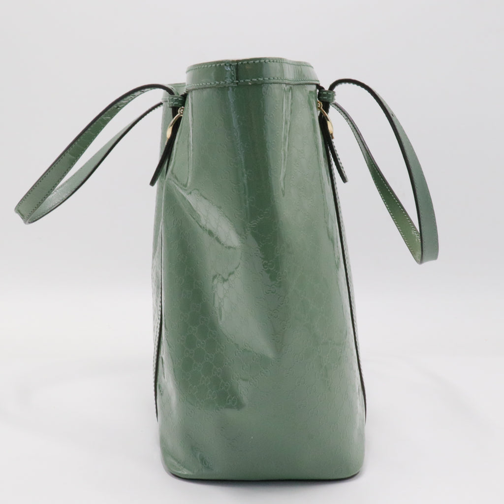 Green Patent Microguccissima Medium Tote