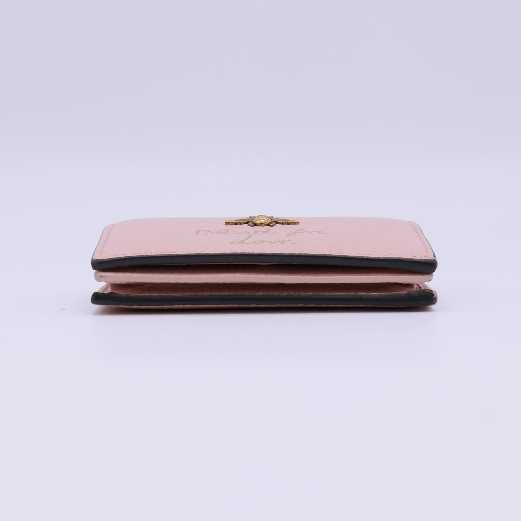 Gucci Cellarius Calfskin Blind for Love Animalier Card Case Perfect Pink twins W22296