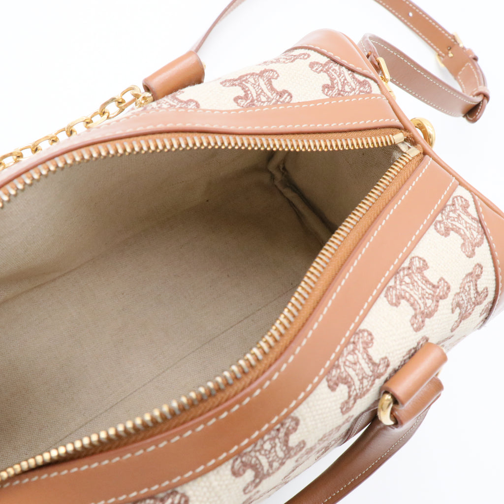 Triomphe Textile Small Boston Bag Gisel