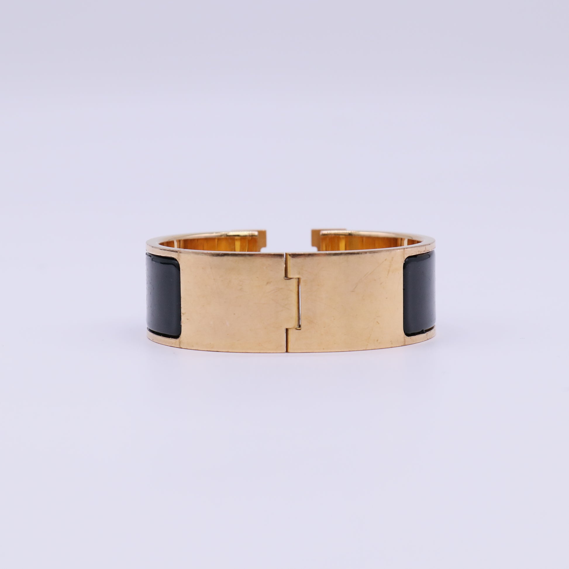 Hermes Enamel Wide Clic Clac H Bracelet GM Black twins W22268