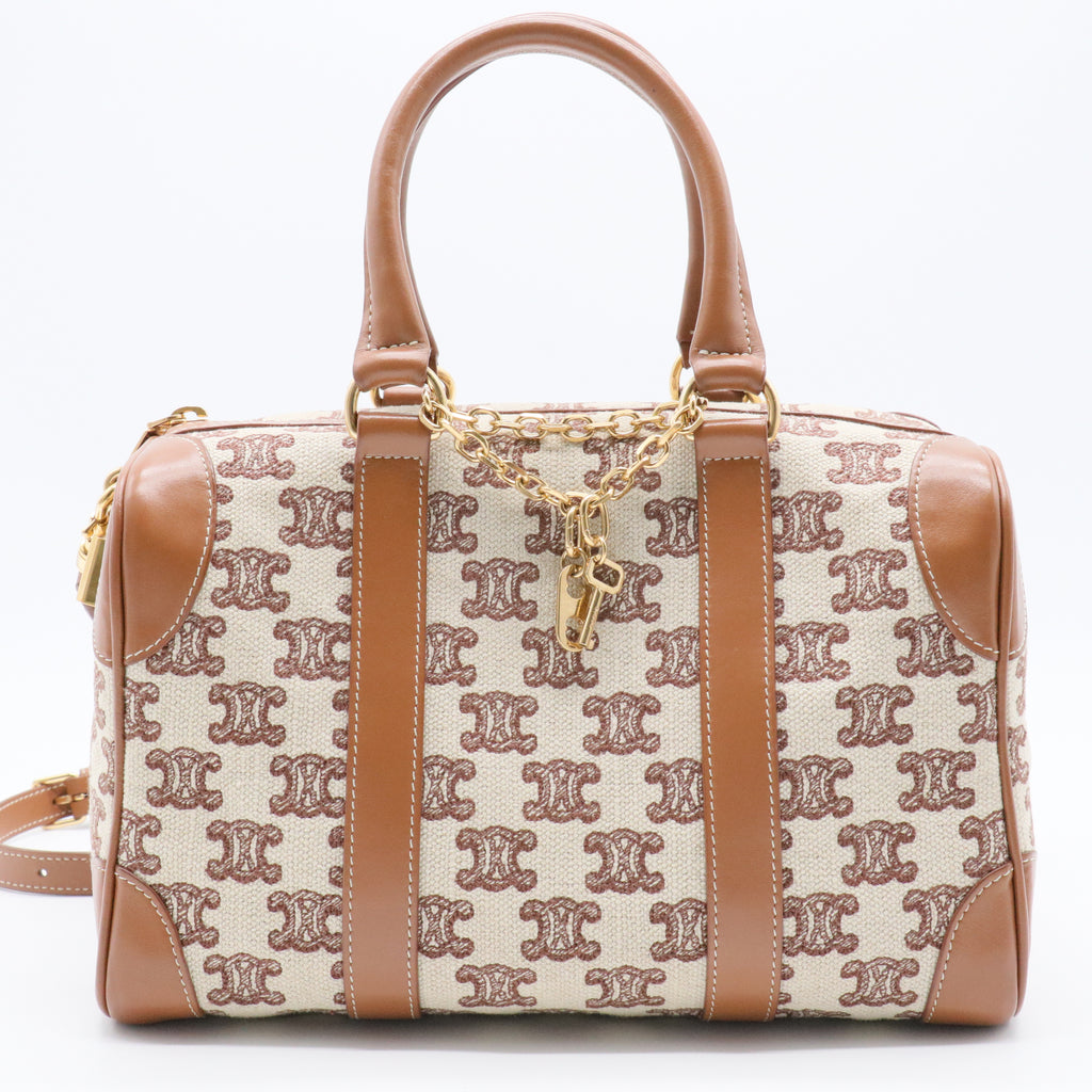 Triomphe Textile Small Boston Bag Gisel