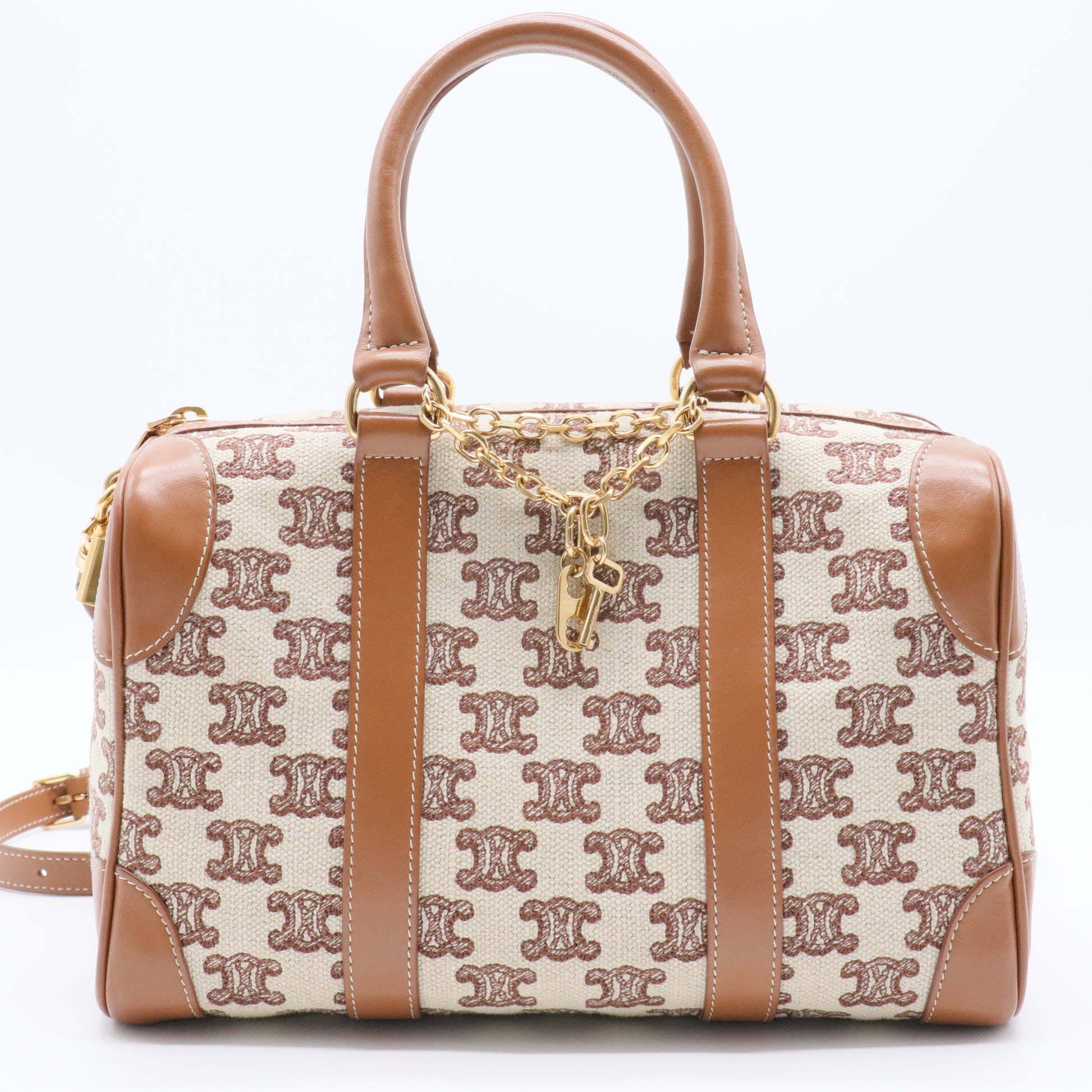 Triomphe Textile Small Boston Bag Gisel