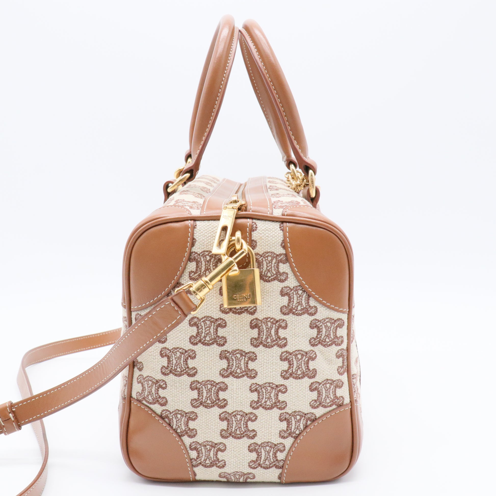Triomphe Textile Small Boston Bag Gisel