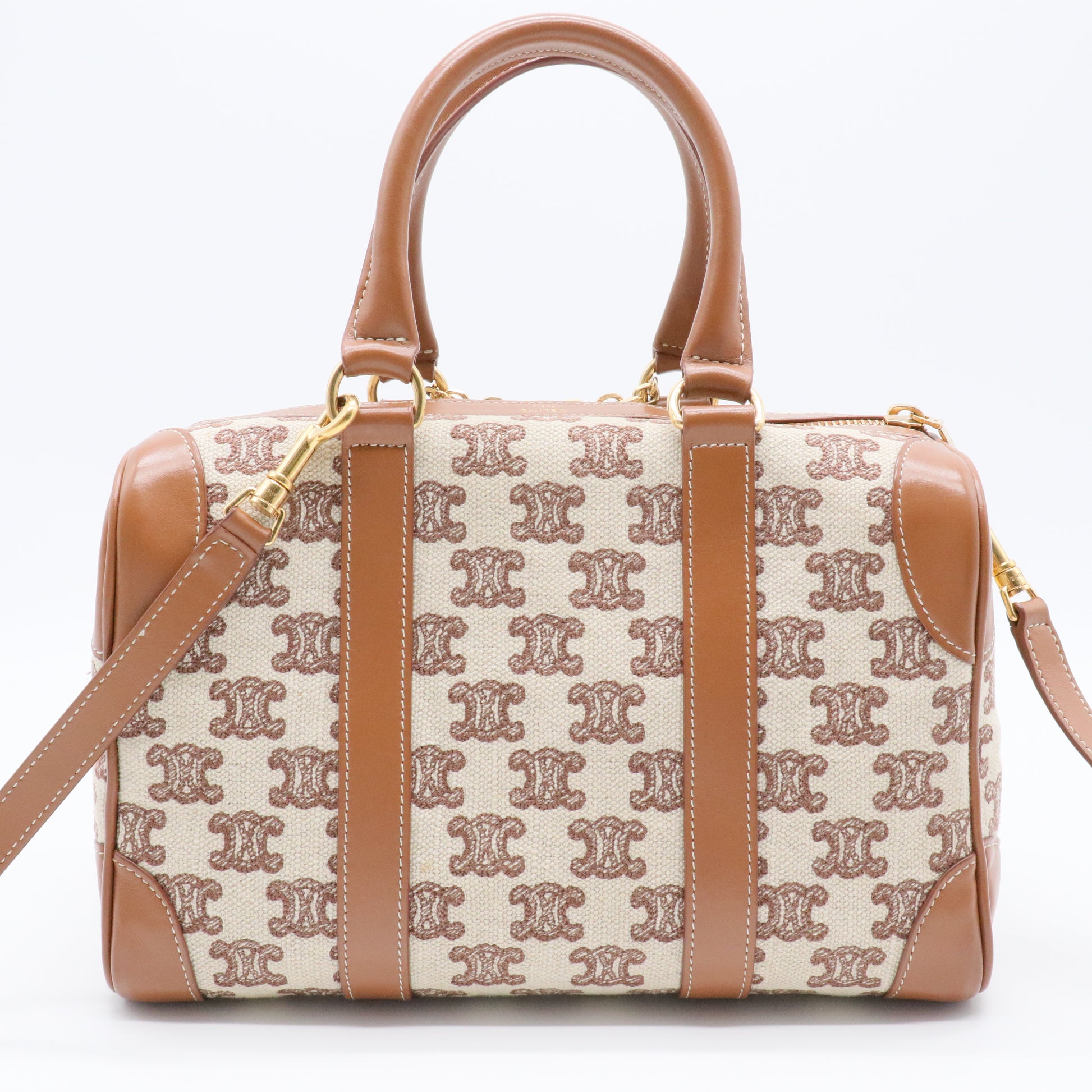 Triomphe Textile Small Boston Bag Gisel