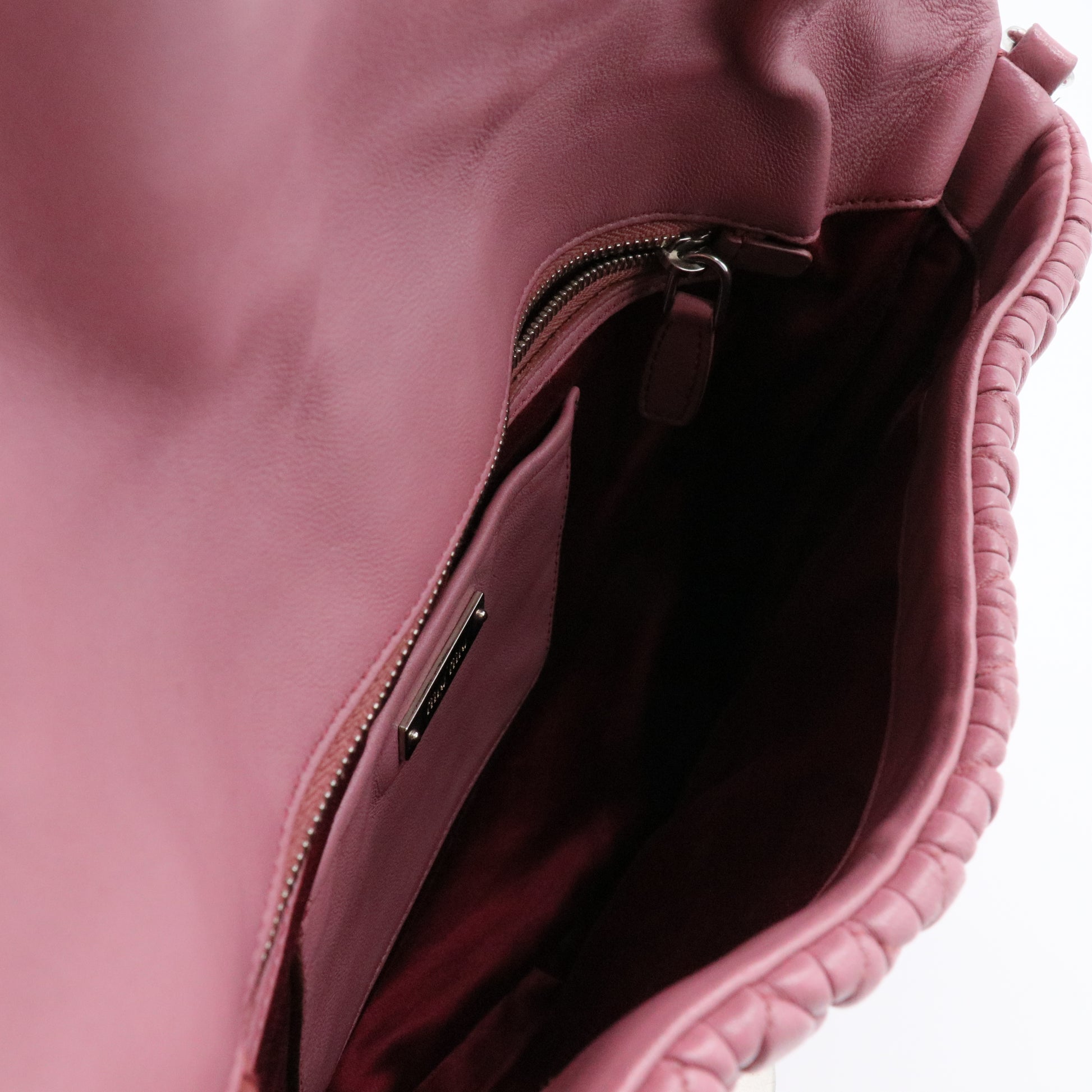 Ruched leather Crystal Detail shoulder bag