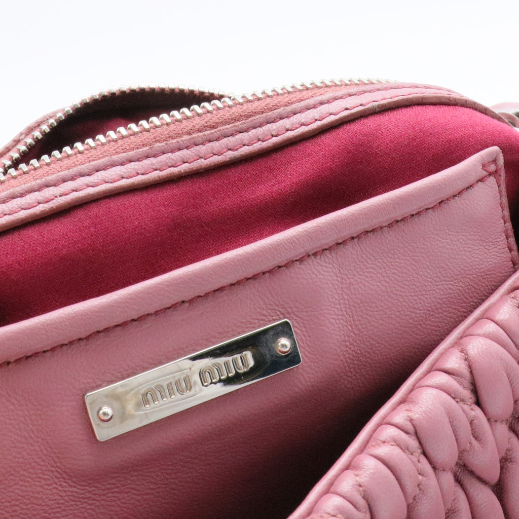 Ruched leather Crystal Detail shoulder bag