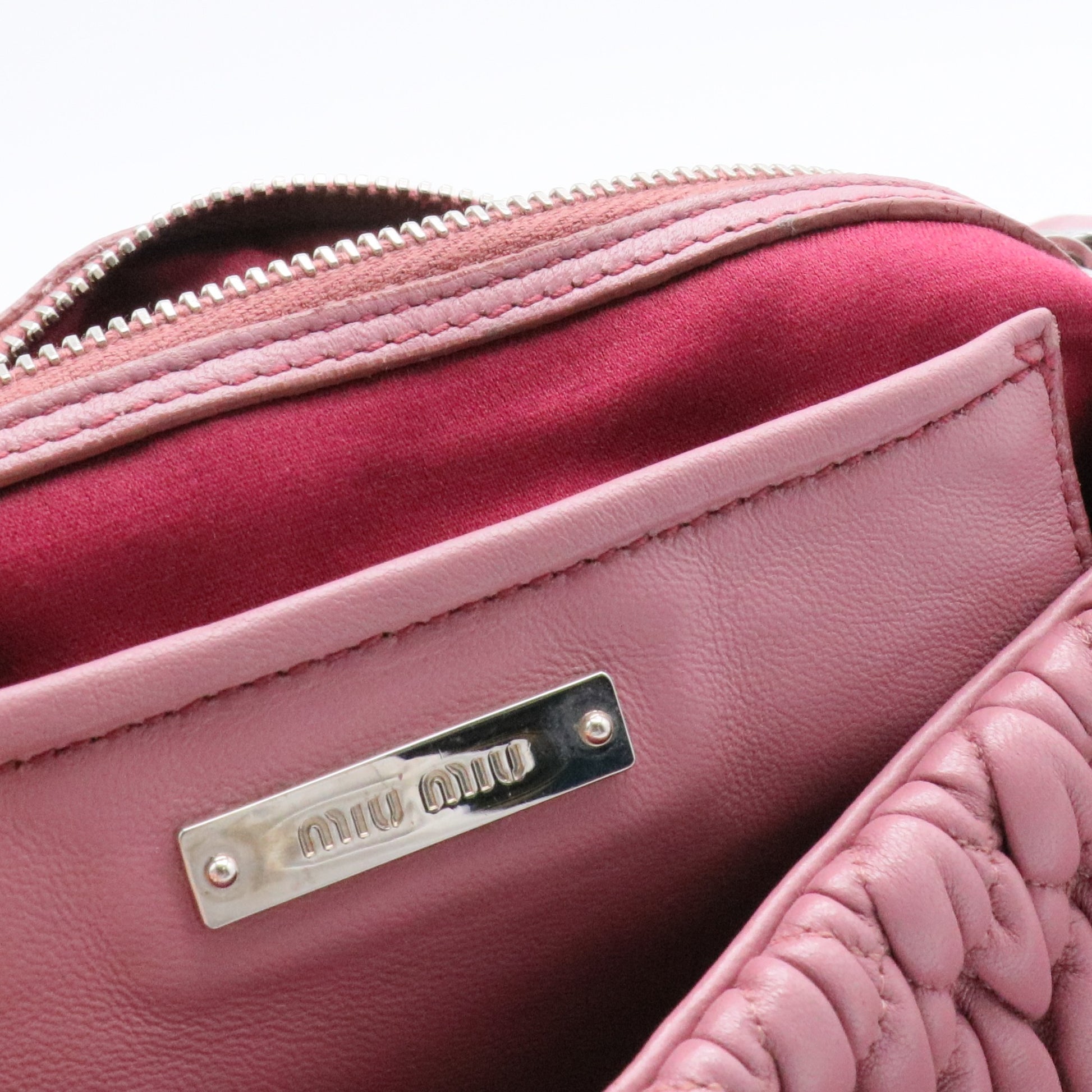 Ruched leather Crystal Detail shoulder bag