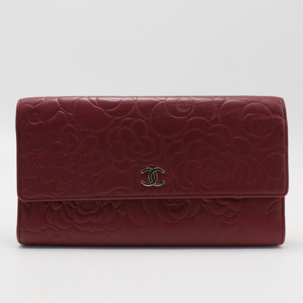 CC Gusset Flap Wallet Camellia Lambskin Long