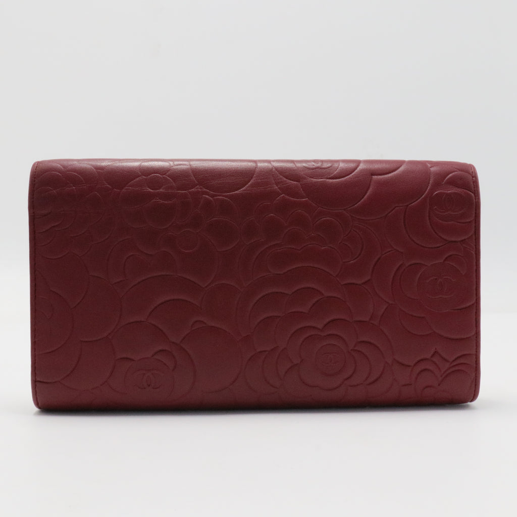 CC Gusset Flap Wallet Camellia Lambskin Long