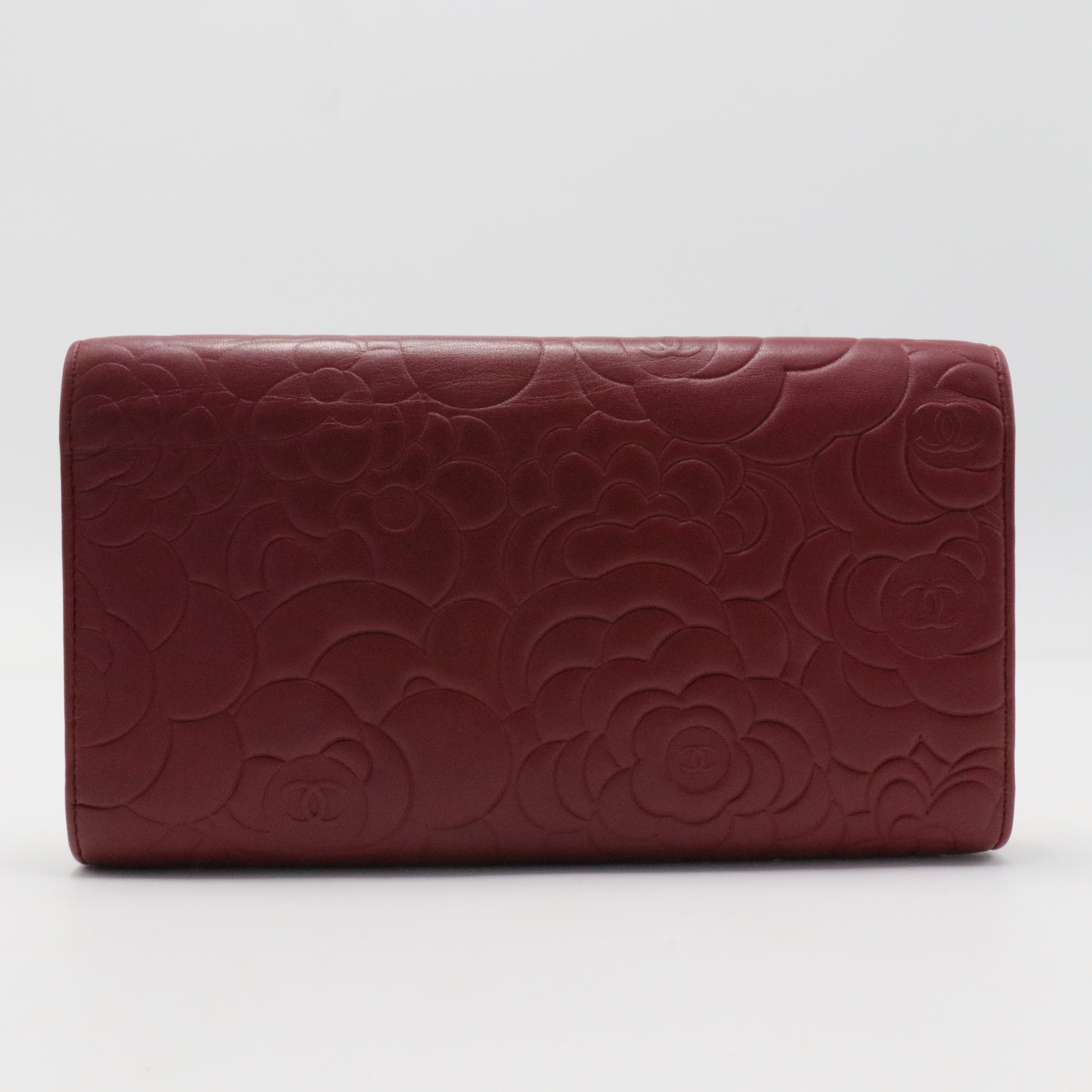 CC Gusset Flap Wallet Camellia Lambskin Long