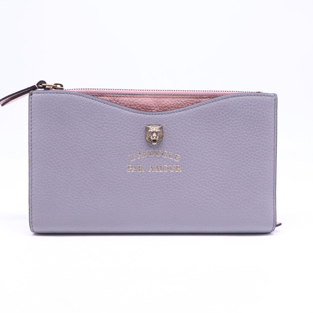 Gucci L'Aveugle Par Amour Feline Head Pouch Wallet W21065