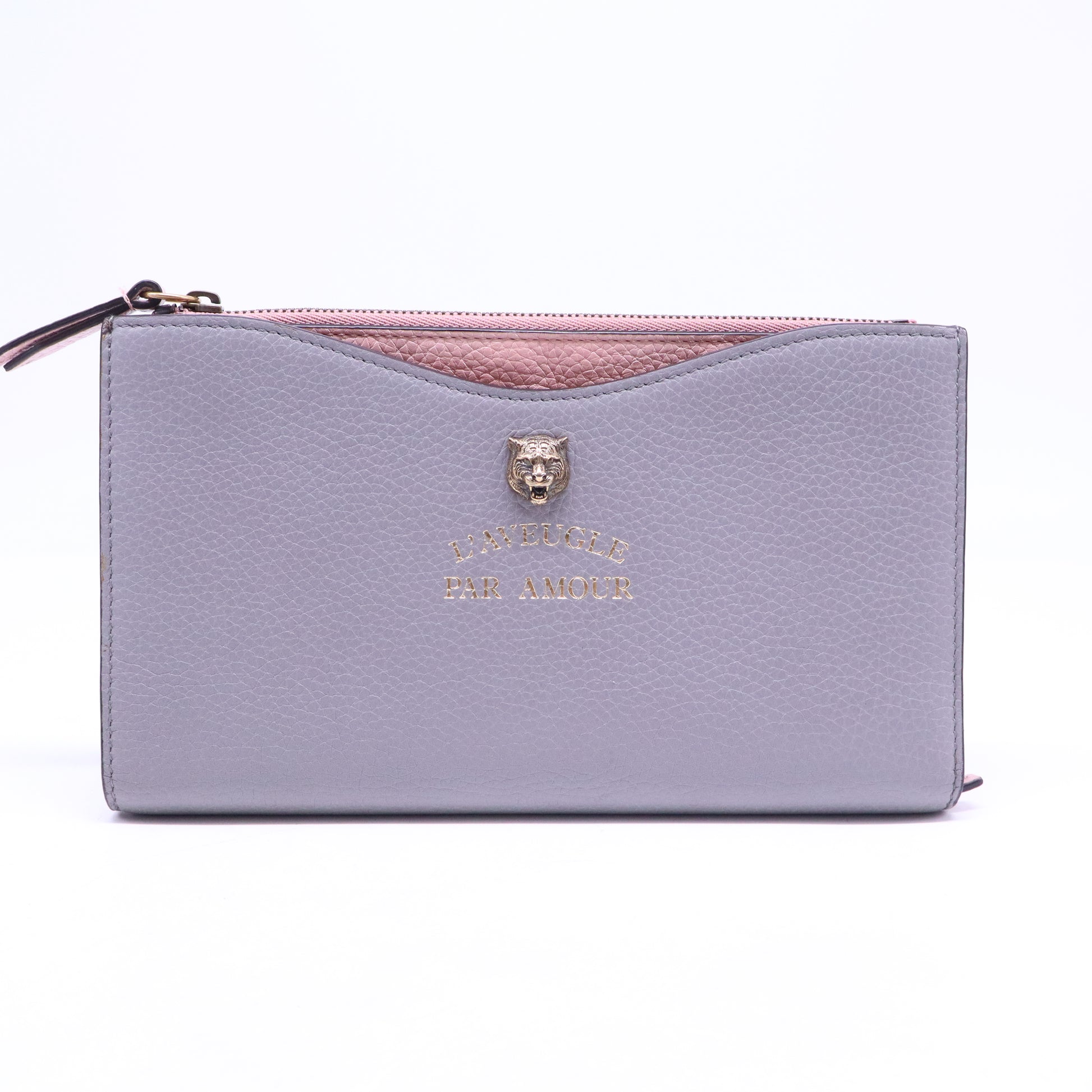 Gucci L'Aveugle Par Amour Feline Head Pouch Wallet W21065