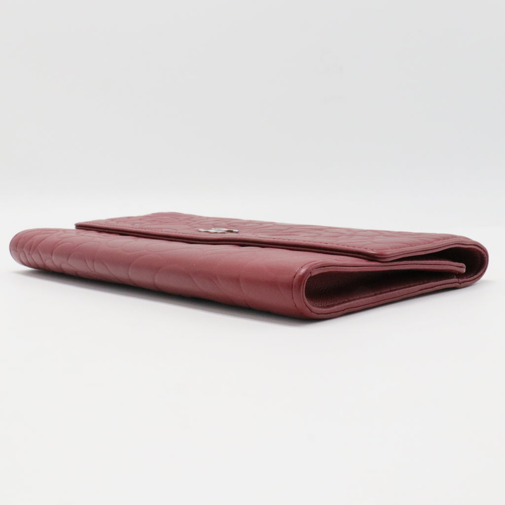 CC Gusset Flap Wallet Camellia Lambskin Long
