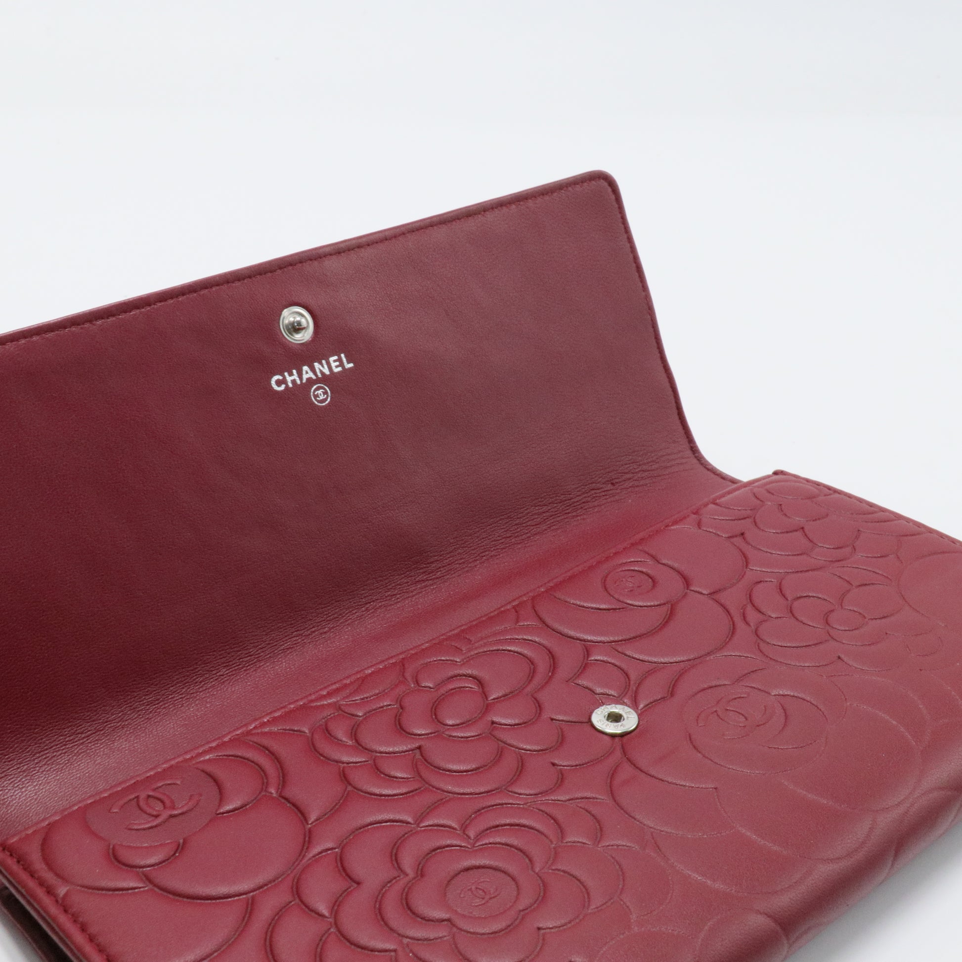 CC Gusset Flap Wallet Camellia Lambskin Long