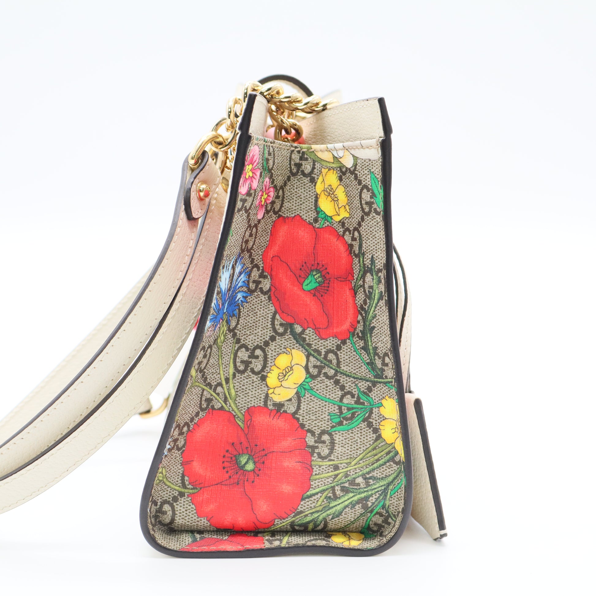 Padlock Chain Tote Flora GG Coated Canvas Small Twins