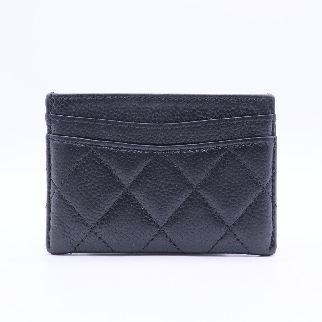 Caviar Quilted Card Holder Navy W11263