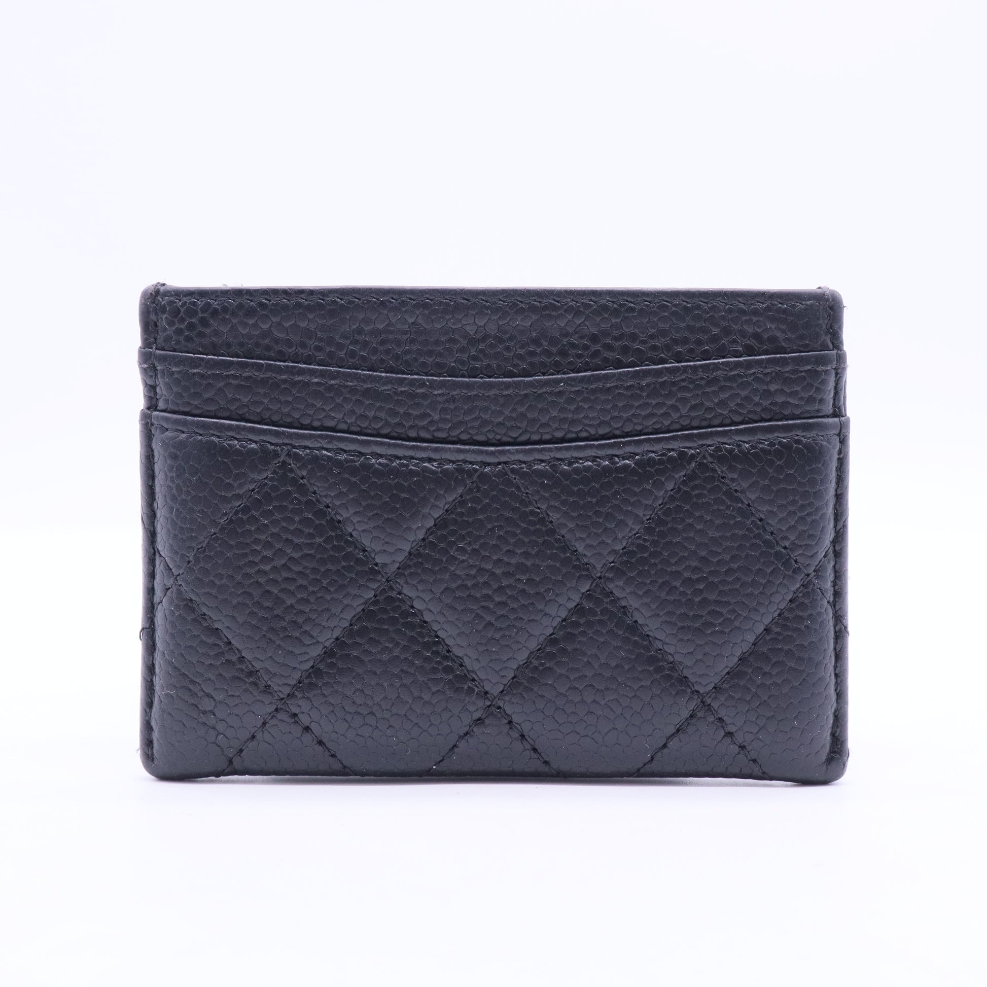 Caviar Quilted Card Holder Navy W11263