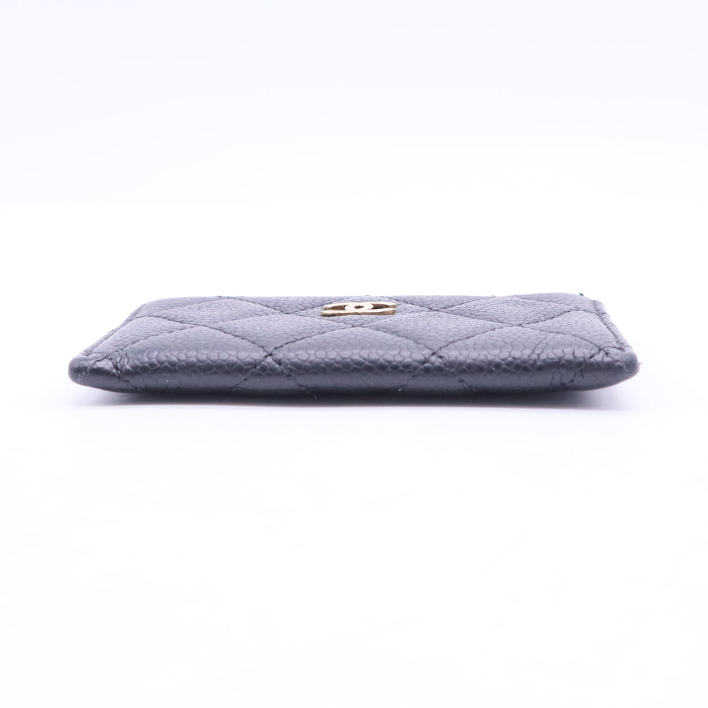 Caviar Quilted Card Holder Navy W11263