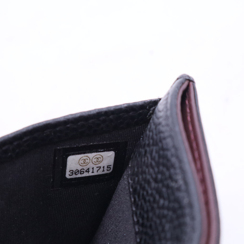 Caviar Quilted Card Holder Navy W11263