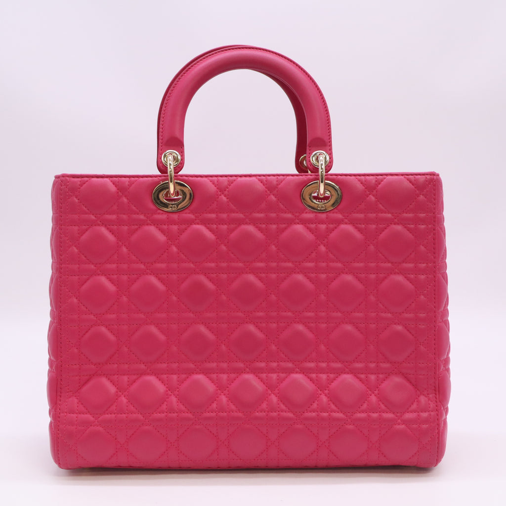 Lambskin Cannage Large Lady Dior Pink B24305