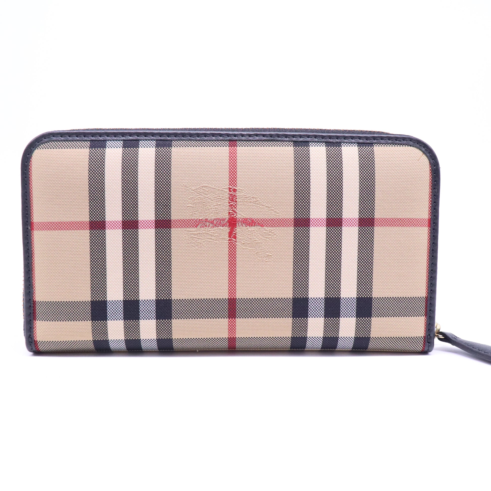 House Check Canvas and Leather Zip Continental Wallet W21016