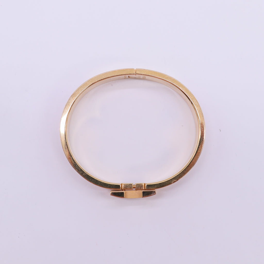 Hermes Pink Enamel Rose Gold Plated Clic-H Narrow Bracelet twins LDJ4760