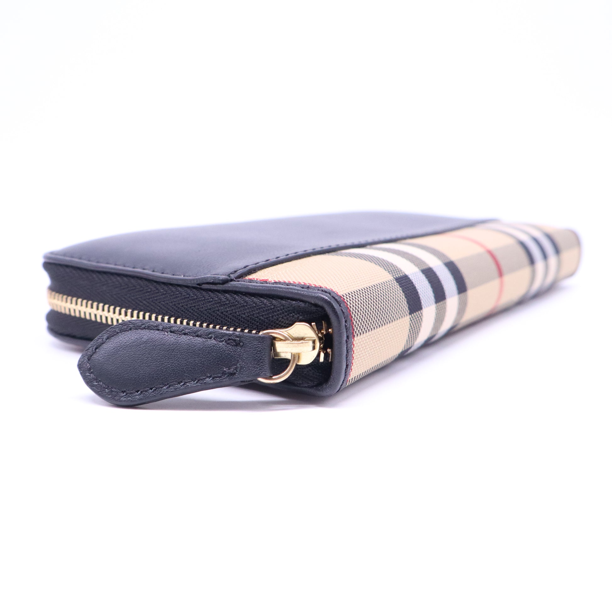 House Check Canvas and Leather Zip Continental Wallet W21016