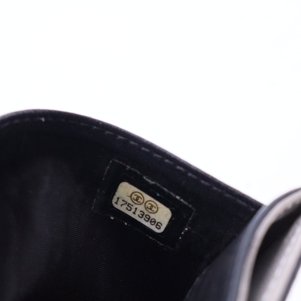 Black Leather Camellia Embossed Card Holder W11269
