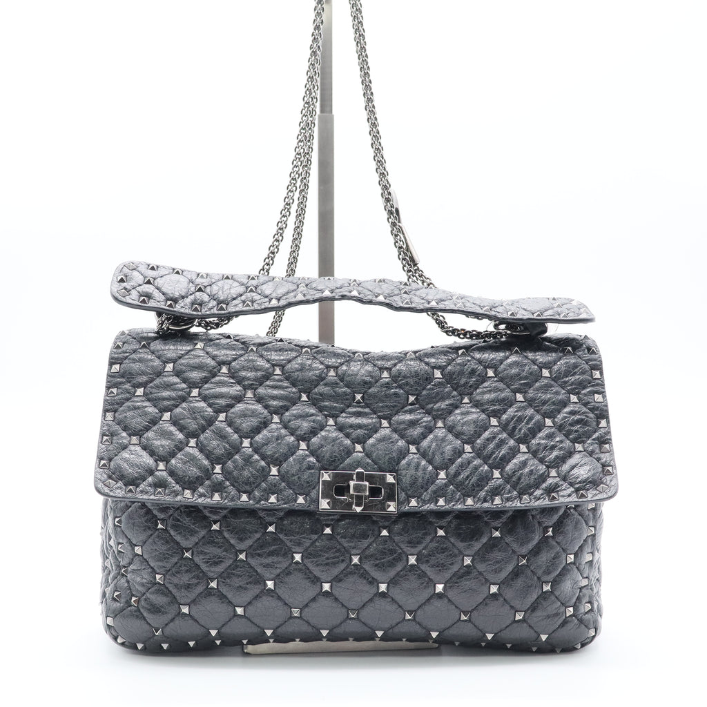 Rockstud Spike Flap Bag Quilted Leather Large Twins