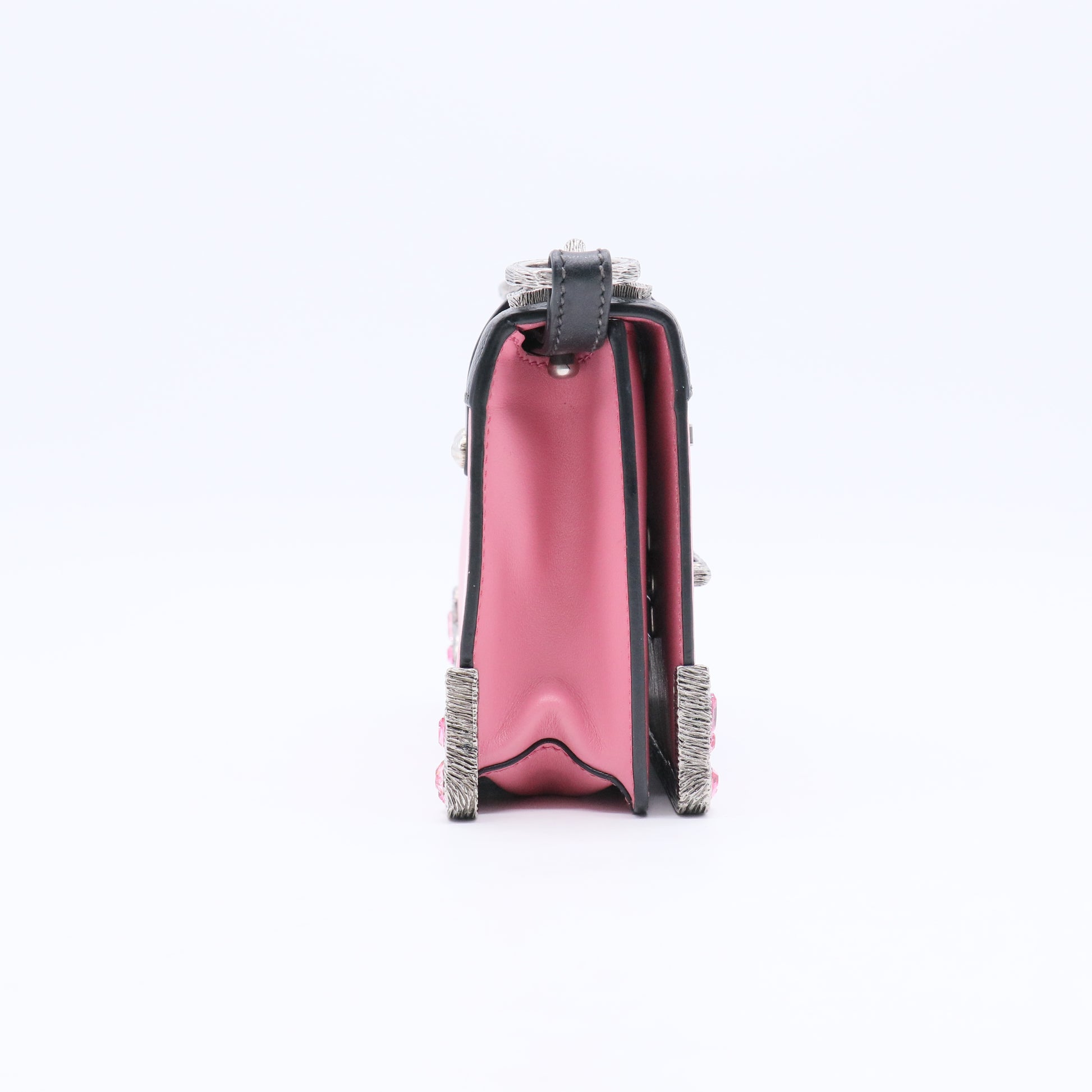 City Calfskin Saffiano Crystal Cahier Bag Begonia Black B20677