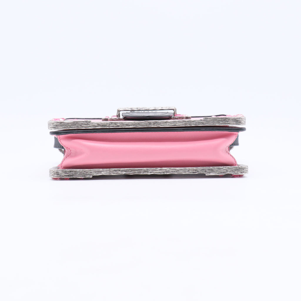 City Calfskin Saffiano Crystal Cahier Bag Begonia Black B20677