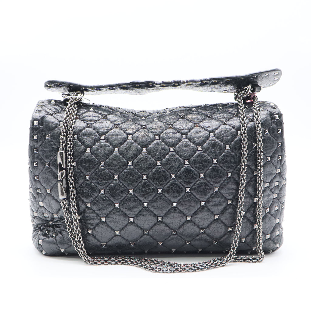 Rockstud Spike Flap Bag Quilted Leather Large Twins
