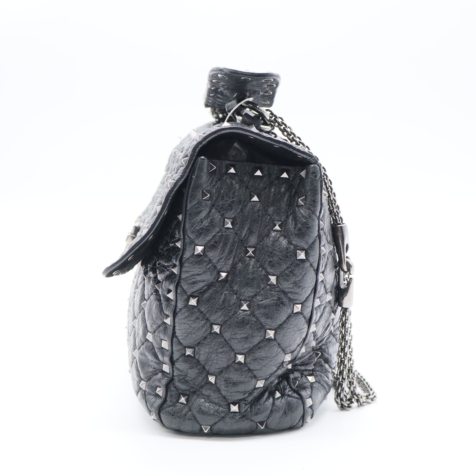 Rockstud Spike Flap Bag Quilted Leather Large Twins