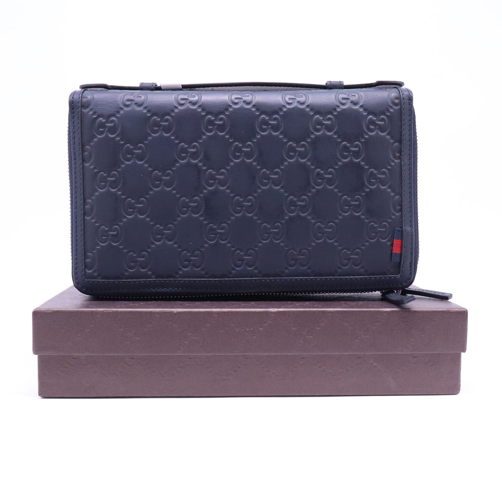 Gucci Guccissima Zip Around Leather Travel Organizer Wallet W21063