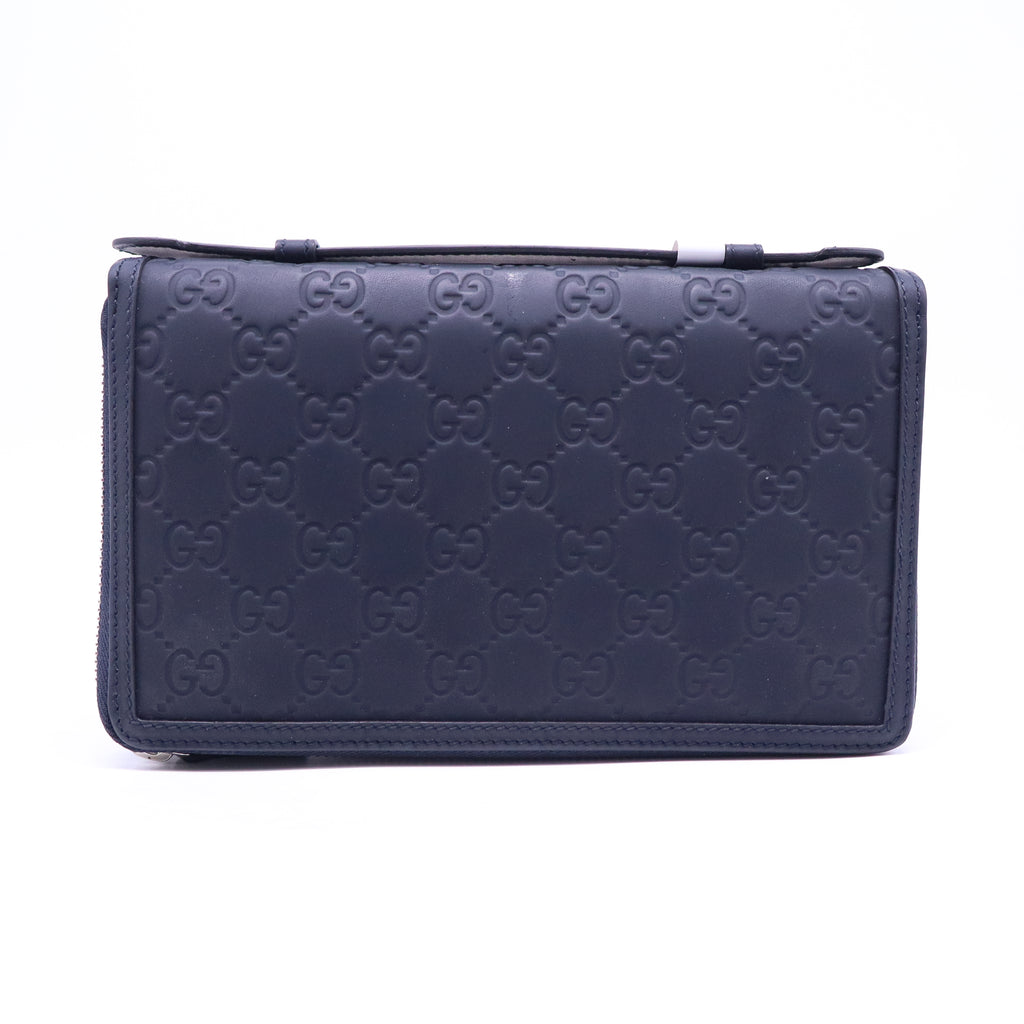 Gucci Guccissima Zip Around Leather Travel Organizer Wallet W21063