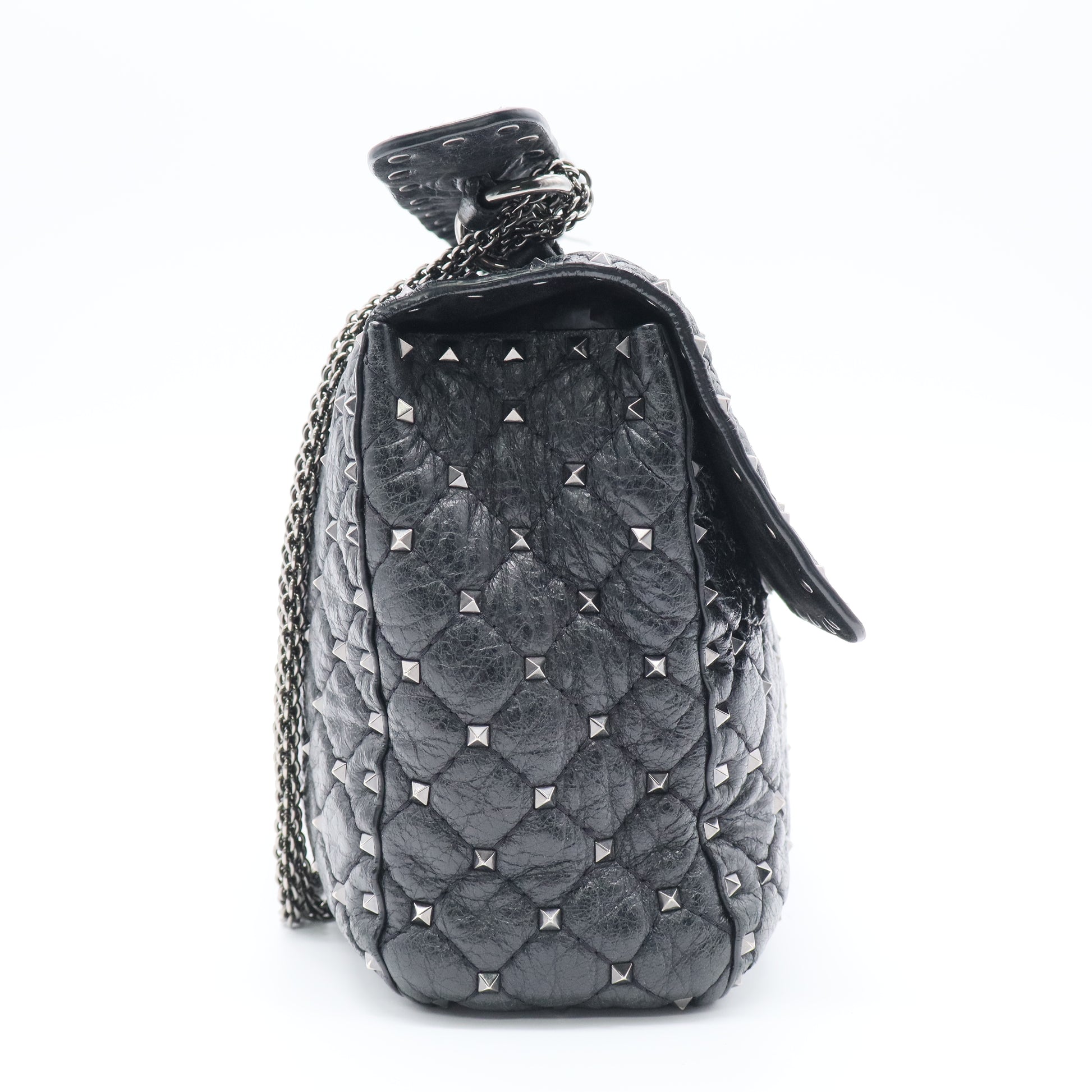 Rockstud Spike Flap Bag Quilted Leather Large Twins