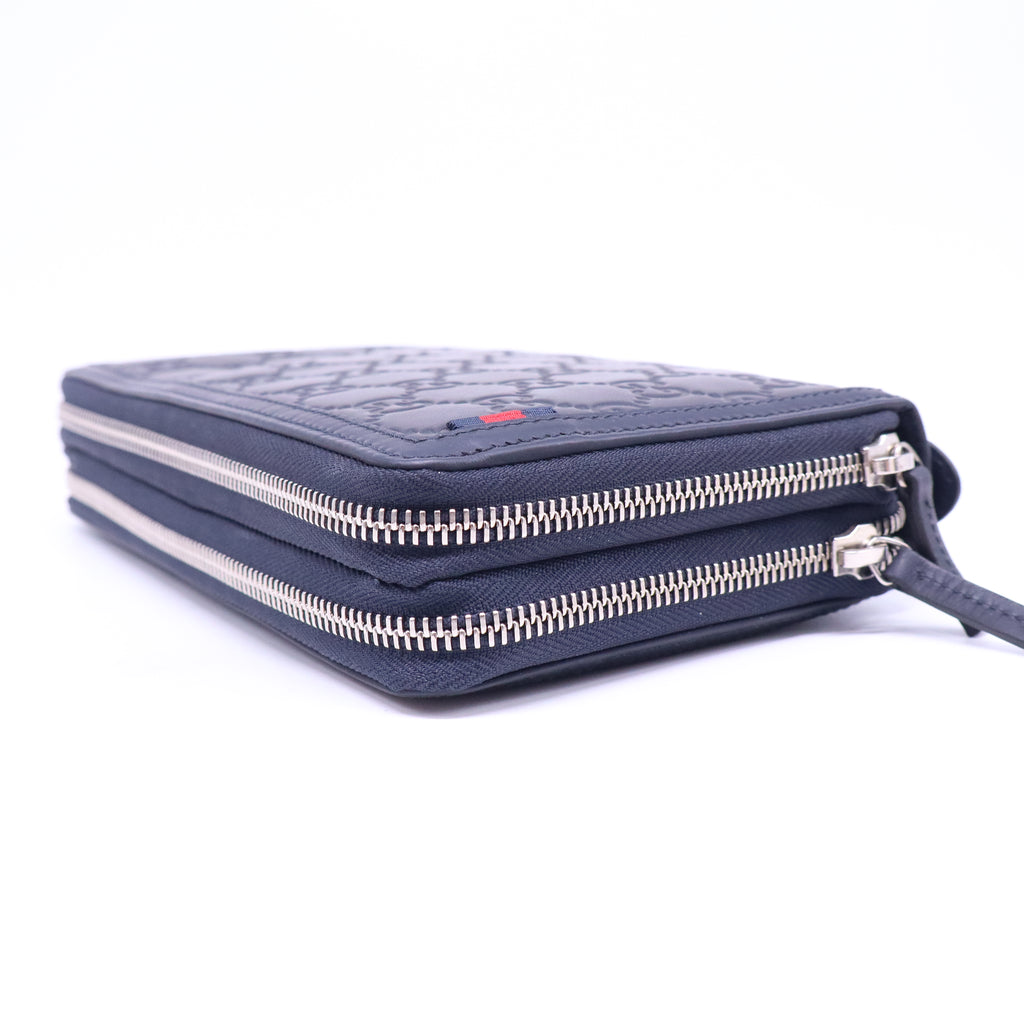Gucci Guccissima Zip Around Leather Travel Organizer Wallet W21063