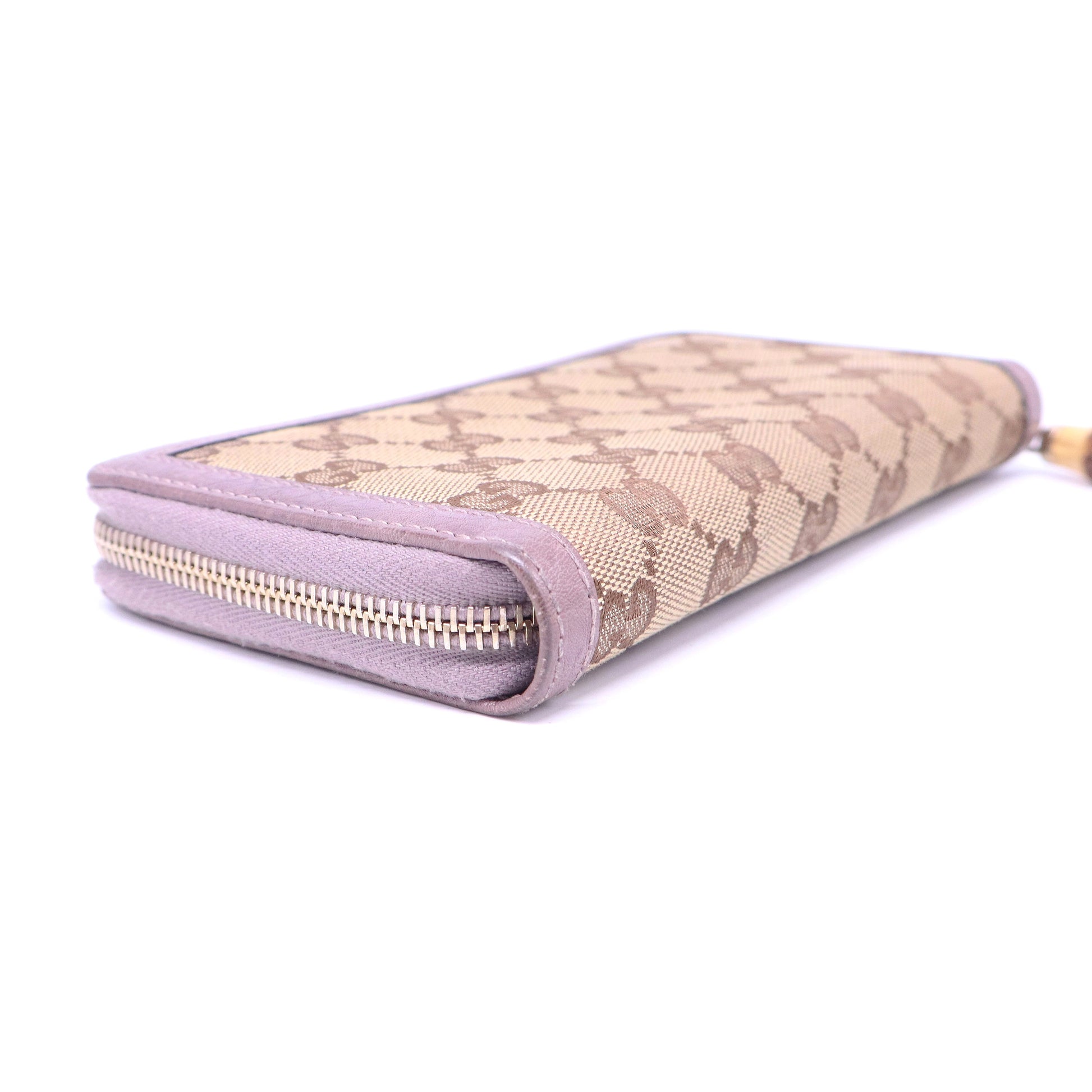 Gucci Bamboo GG Canvas Zip Around Continental Wallet W21202