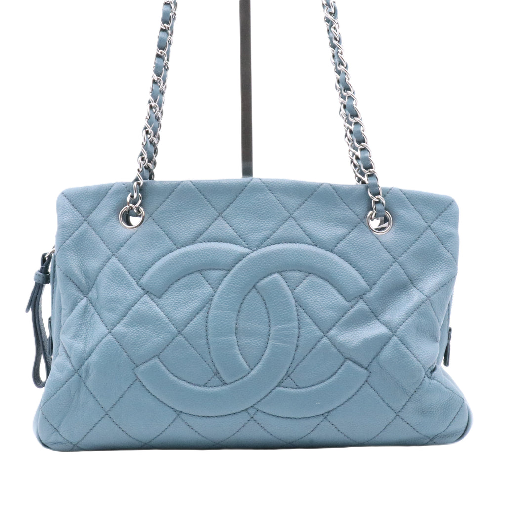 Timeless CC Shopping Tote Quilted Caviar Medium