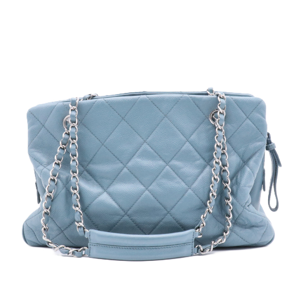 Timeless CC Shopping Tote Quilted Caviar Medium
