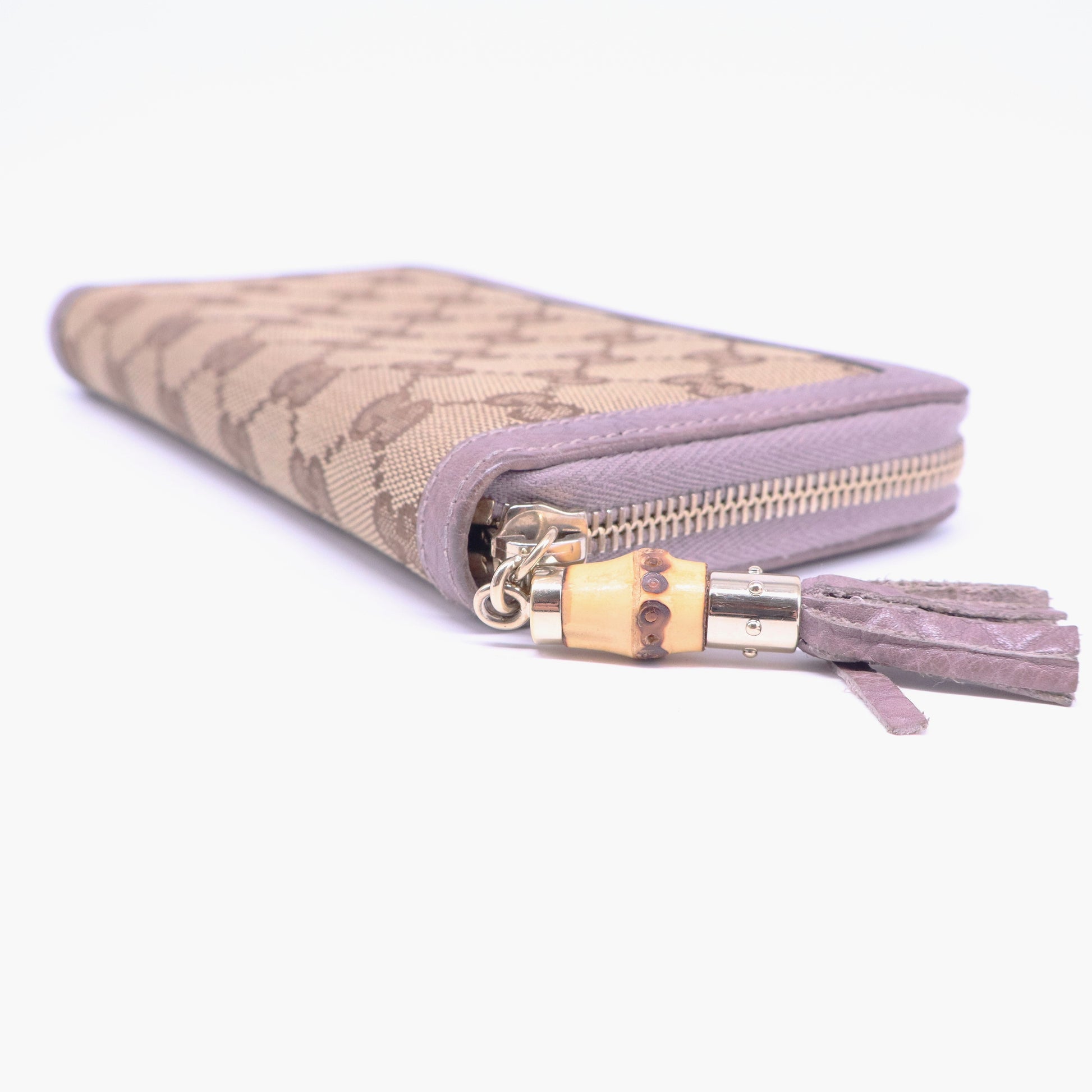 Gucci Bamboo GG Canvas Zip Around Continental Wallet W21202