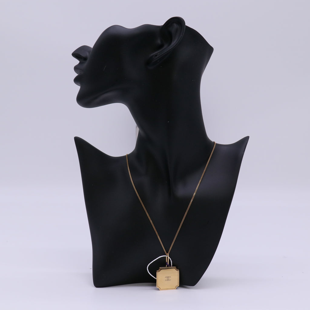 Celine Triomphe Folk Fringe Long Necklace in Brass Necklace in Brass Gold Twins LDJ4714