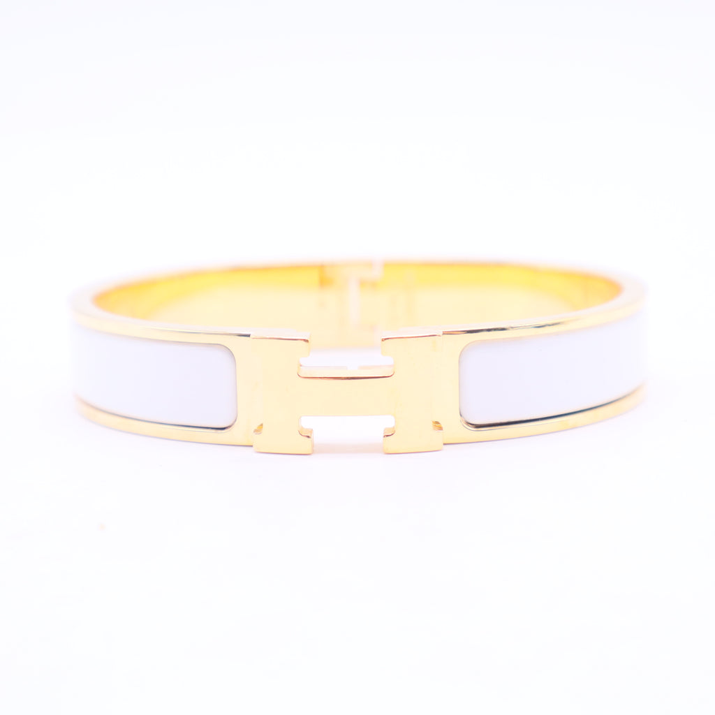 Enamel Narrow Clic Clac H Bracelet GM White W11333