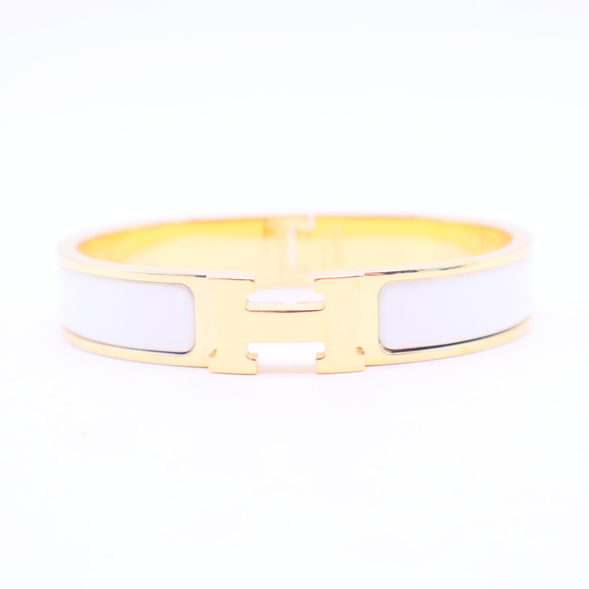 Enamel Narrow Clic Clac H Bracelet GM White W11333