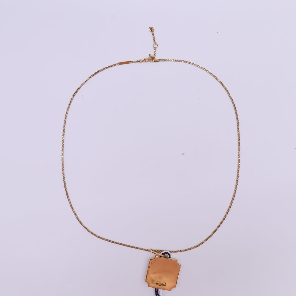 Celine Triomphe Folk Fringe Long Necklace in Brass Necklace in Brass Gold Twins LDJ4714